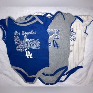 Infant Los Angeles Dodgers Royal/White/Gray Change Up 3-Pack Bodysuit Set